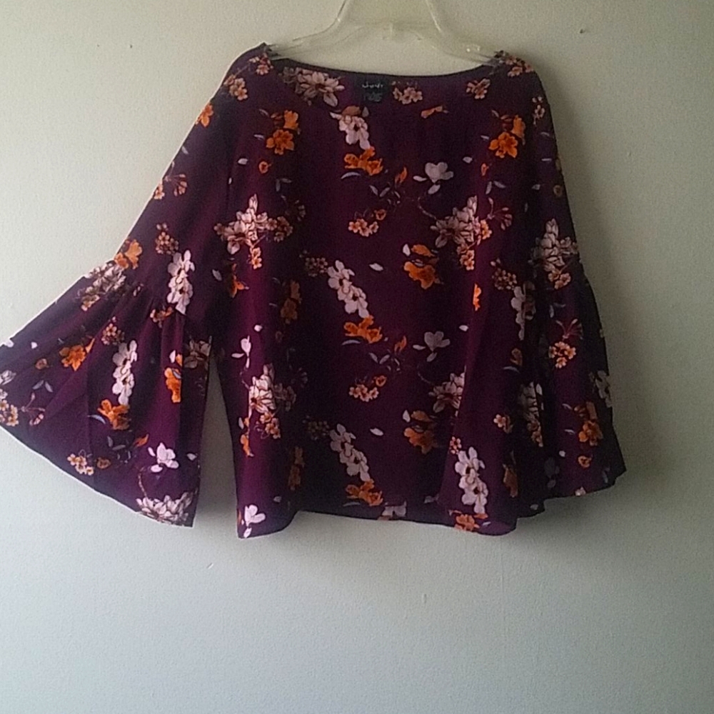 Cute Burgundy Floral Blouse